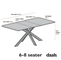 Varden Black Ceramic Extending Dining Table -Best Furniture Shop Dimensional Drawings JUNE 2022 BSD 087