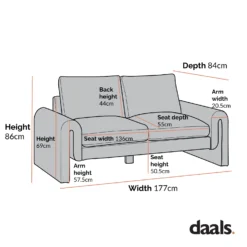 Hampstead Taupe Boucle Curved 2-Seater Sofa -Best Furniture Shop Dimensional Drawings June 2023 XRSF 2161 04