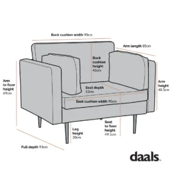 Pelham Orange Velvet Fabric Armchair -Best Furniture Shop Dimensional Drawings LVSF 386 1ST