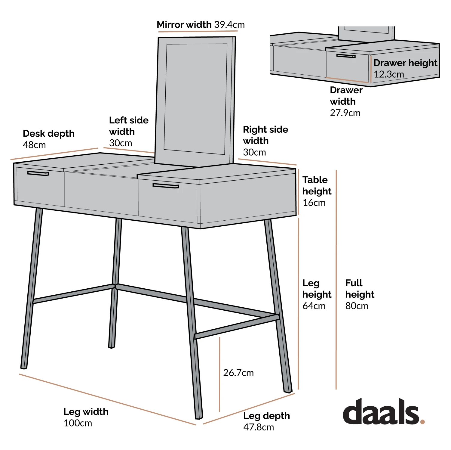 Selwyn Oak Effect Console Dressing Table 5 Selwyn Oak Effect Console Dressing Table - Image 5