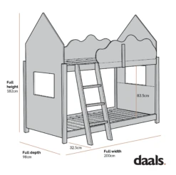 Newton White Solid Wood Kid's Treehouse Bunk Bed -Best Furniture Shop Dimensional Drawings JIN 19