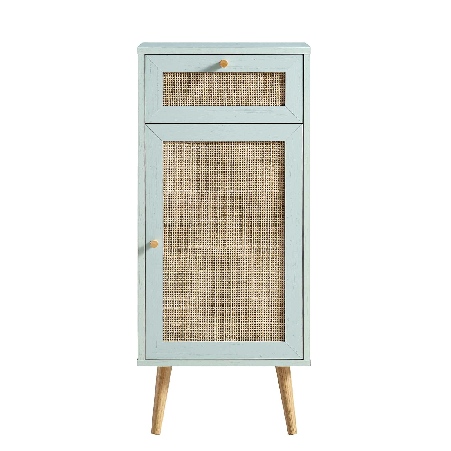 Frances Woven Rattan 1-Door Bathroom Cabinet, Mint 4 Frances Woven Rattan 1-Door Bathroom Cabinet, Mint - Image 4