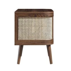 Izzy Curved Rattan Bedside Table, Walnut -Best Furniture Shop FT BST 04 WALN WB4