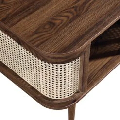 Izzy Curved Rattan Bedside Table, Walnut -Best Furniture Shop FT BST 04 WALN detail1