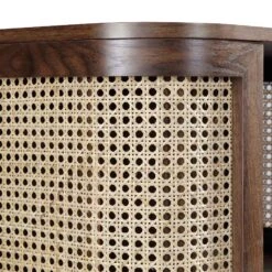 Izzy Curved Rattan Bedside Table, Walnut -Best Furniture Shop FT BST 04 WALN detail2