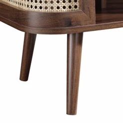 Izzy Curved Rattan Bedside Table, Walnut -Best Furniture Shop FT BST 04 WALN detail3