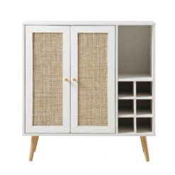 Frances Woven Rattan Drinks Cabinet, White -Best Furniture Shop FT CAB 02 WHITE WB1