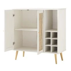 Frances Woven Rattan Drinks Cabinet, White -Best Furniture Shop FT CAB 02 WHITE WB3