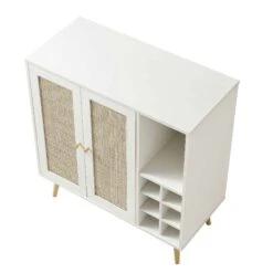 Frances Woven Rattan Drinks Cabinet, White -Best Furniture Shop FT CAB 02 WHITE WB4