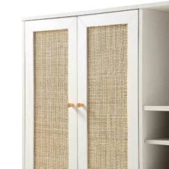 Frances Woven Rattan Drinks Cabinet, White -Best Furniture Shop FT CAB 02 WHITE detail1