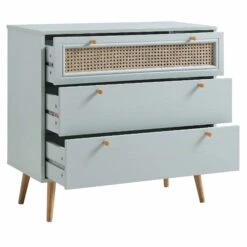 Anya Woven Rattan Chest Of 3 Drawer In Mint Colour -Best Furniture Shop FT COD 001 SAGE WB3
