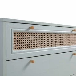 Anya Woven Rattan Chest Of 3 Drawer In Mint Colour -Best Furniture Shop FT COD 001 SAGE detail1