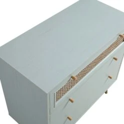 Anya Woven Rattan Chest Of 3 Drawer In Mint Colour -Best Furniture Shop FT COD 001 SAGE detail2