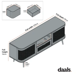 Izzy Curved Rattan 150cm TV Unit, Natural -Best Furniture Shop FT CurvedRange FT TV 03