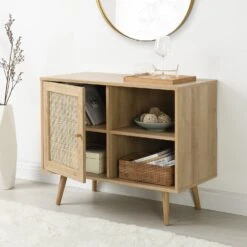 Frances Woven Rattan 1-Door Cabinet In Natural 11 Frances Woven Rattan 1-Door Cabinet In Natural -Best Furniture Shop FT SB 002 NATURAL 2