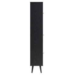 Frances Woven Rattan Tallboy Bathroom Unit, Black -Best Furniture Shop FT TALLB 01 BLACK WB4
