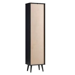 Frances Woven Rattan Tallboy Bathroom Unit, Black -Best Furniture Shop FT TALLB 01 BLACK WB5