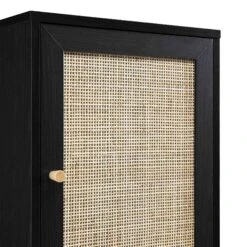 Frances Woven Rattan Tallboy Bathroom Unit, Black -Best Furniture Shop FT TALLB 01 BLACK detail1