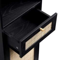 Frances Woven Rattan Tallboy Bathroom Unit, Black -Best Furniture Shop FT TALLB 01 BLACK detail2