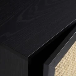 Frances Woven Rattan Tallboy Bathroom Unit, Black -Best Furniture Shop FT TALLB 01 BLACK detail5