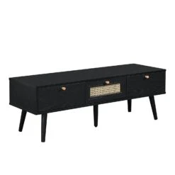 Anya Woven Rattan 3-Drawer TV Unit In Black 10 Anya Woven Rattan 3-Drawer TV Unit In Black -Best Furniture Shop FT TV 001 BLACK 3