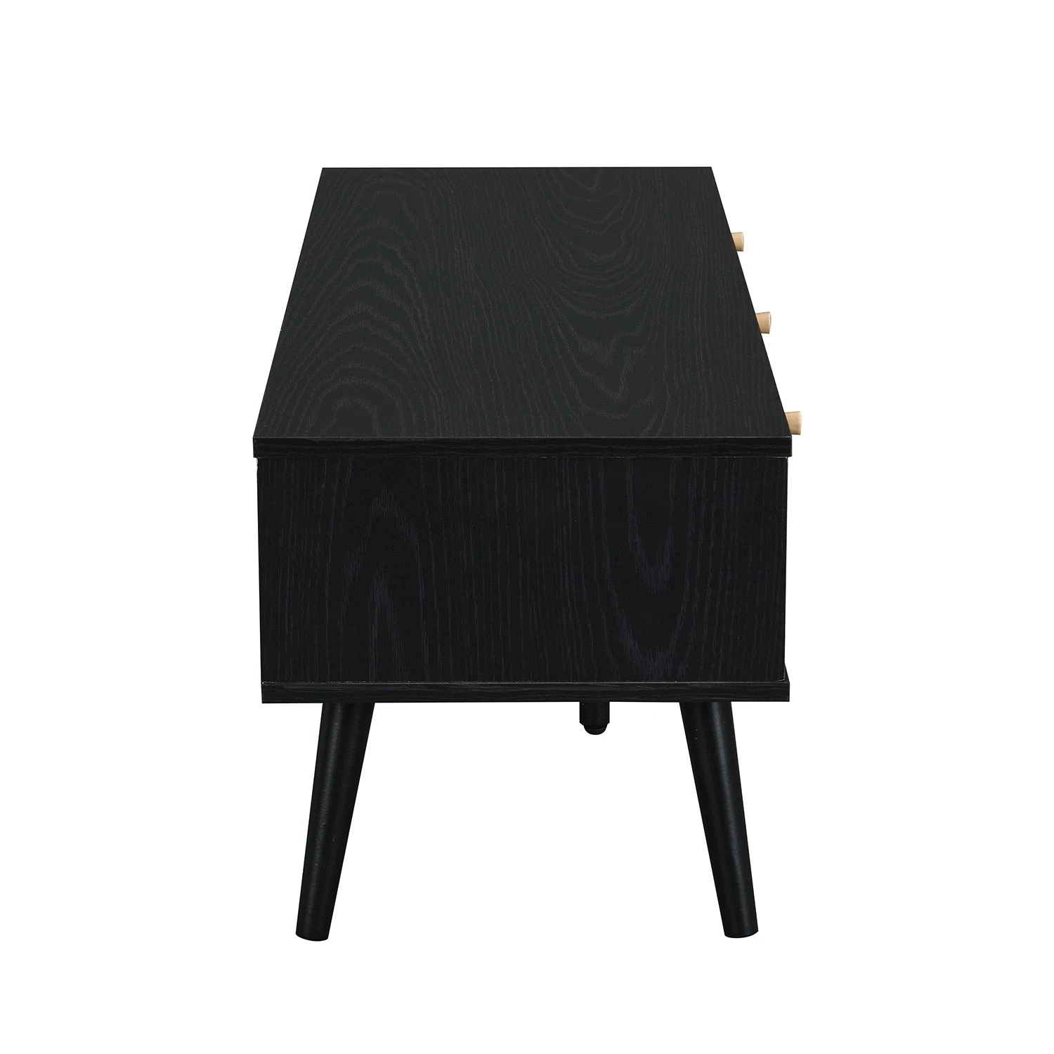 Anya Woven Rattan 3-Drawer TV Unit In Black 6 Anya Woven Rattan 3-Drawer TV Unit In Black - Image 6