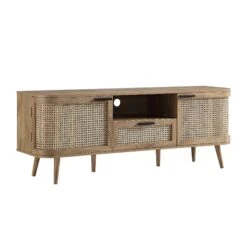 Izzy Curved Rattan 150cm TV Unit, Natural -Best Furniture Shop FT TV 03 NAT WB2