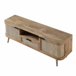 Izzy Curved Rattan 150cm TV Unit, Natural -Best Furniture Shop FT TV 03 NAT WB5