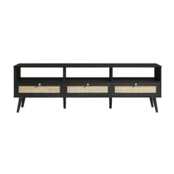 Frances Woven Rattan 160cm 3-Drawer TV Unit, Black -Best Furniture Shop FT TV 05 BLACK WB1