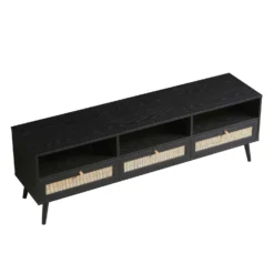Frances Woven Rattan 160cm 3-Drawer TV Unit, Black -Best Furniture Shop FT TV 05 BLACK WB4