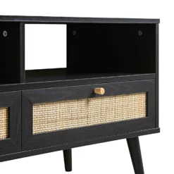 Frances Woven Rattan 160cm 3-Drawer TV Unit, Black -Best Furniture Shop FT TV 05 BLACK detail1