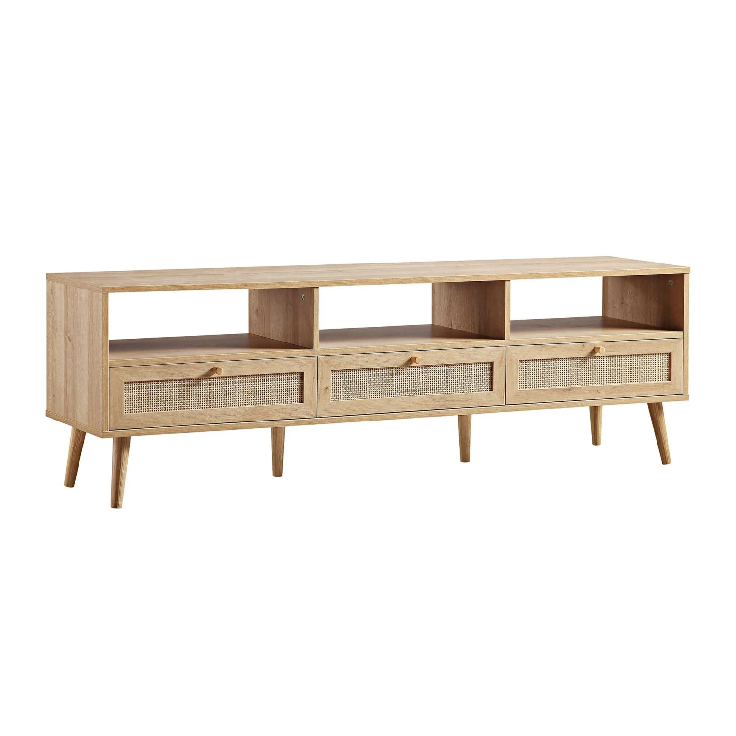 Frances Woven Rattan 160cm 3-Drawer TV Unit, Natural 5 Frances Woven Rattan 160cm 3-Drawer TV Unit, Natural - Image 5