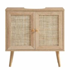 Frances Woven Rattan 2-Door Bathroom Undersink Unit, Natural -Best Furniture Shop FT UDS 01 NAT WB1