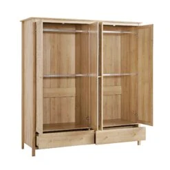 Frances Rattan 4-Door Wardrobe With 2 Drawers, Natural -Best Furniture Shop FT WARD 04 NAT WB3