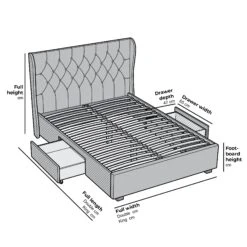 Weston Buttoned Wing Back Upholstered 2-Drawer Storage Bed (Grey Fabric) 23 Weston Buttoned Wing Back Upholstered 2-Drawer Storage Bed (Grey Fabric) -Best Furniture Shop Furniture Dimensions 3 JAH 03