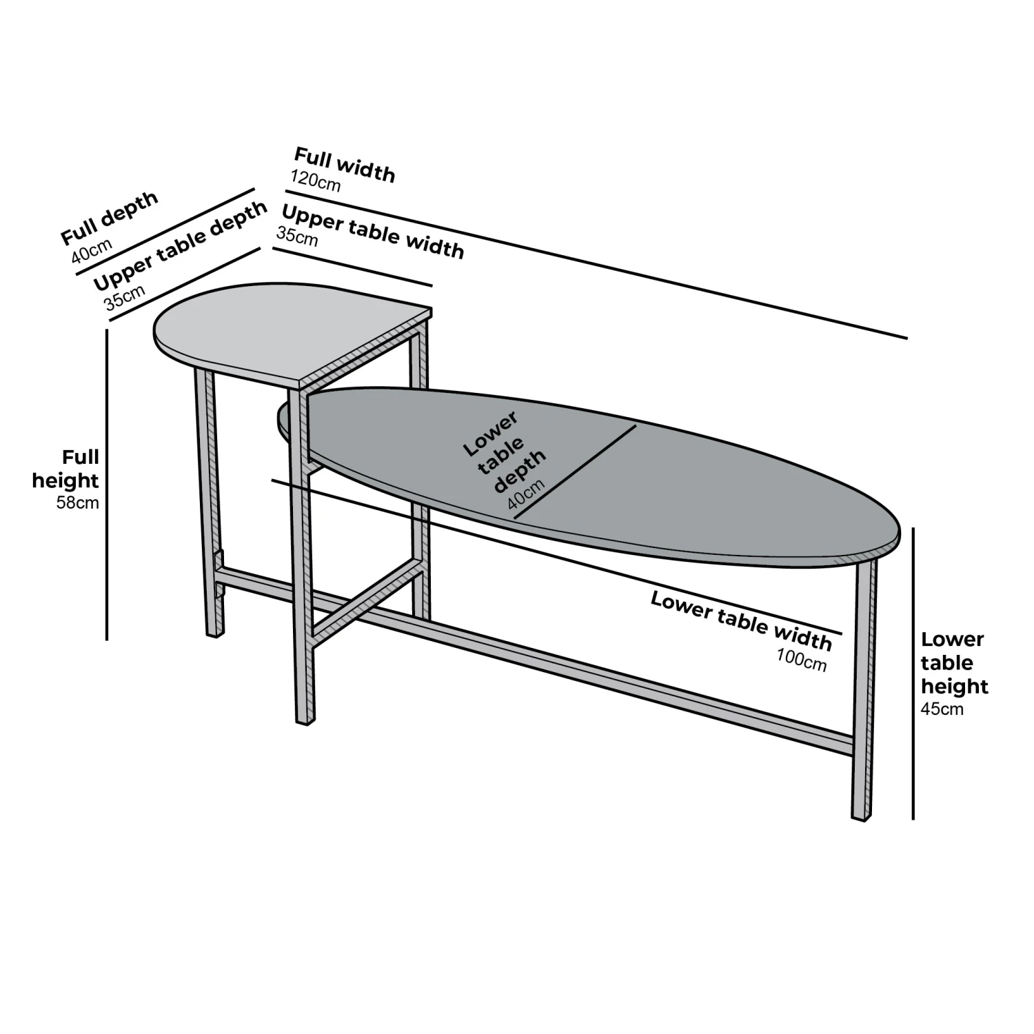 Sarina Black & White Marble Effect Oval Coffee Table 7 Sarina Black & White Marble Effect Oval Coffee Table - Image 7
