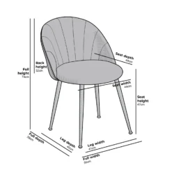 Milverton Pair Of 2 Velvet Dining Chairs With Golden Chrome Legs (Mustard) -Best Furniture Shop Furniture Dimensions DCH 2113 6b9ae053 753d 40fc 83f1 70148b33f844
