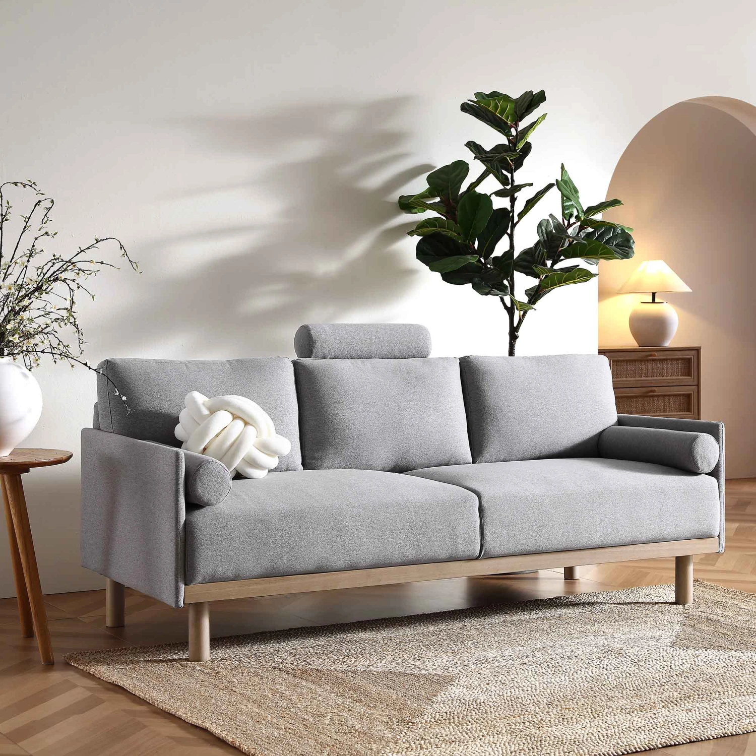 Timber Grey Marl Fabric Sofa, 3-Seater 1 Timber Grey Marl Fabric Sofa, 3-Seater