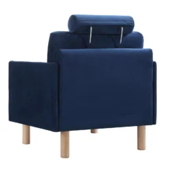 Timber Navy Blue Velvet Armchair -Best Furniture Shop GCSF 2348 NAVY VEL 1ST WB5