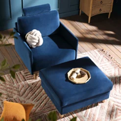 Timber Navy Blue Velvet Armchair -Best Furniture Shop GCSF 2348 NAVY VEL 1ST scene3