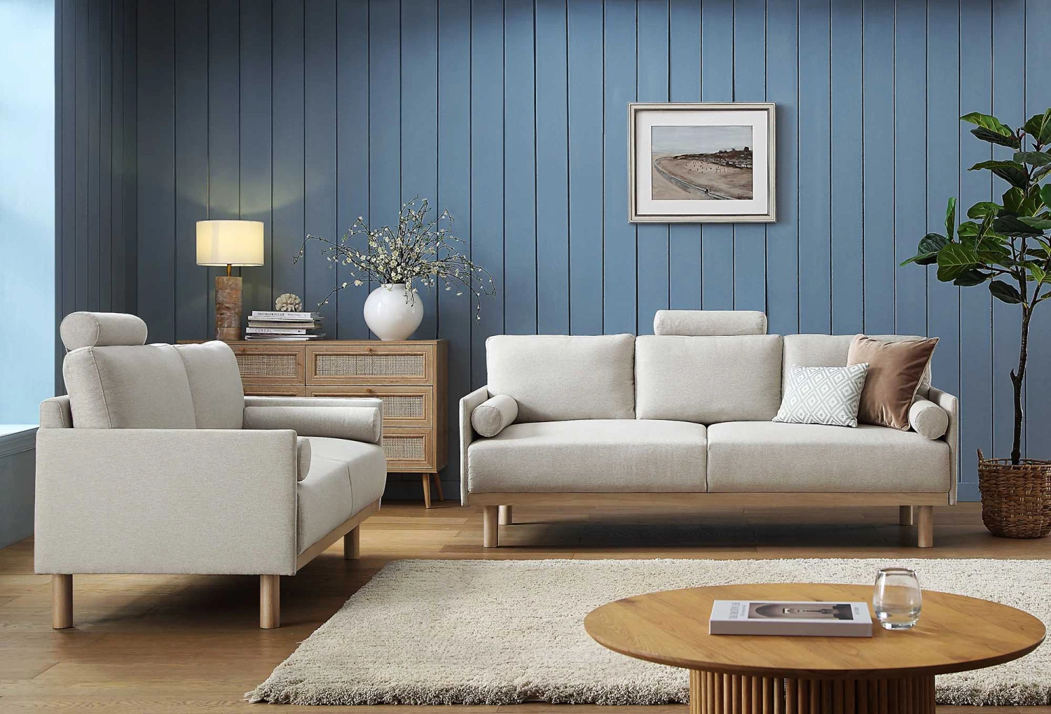 Timber Oatmeal Fabric Sofa, 3-Seater 3 Timber Oatmeal Fabric Sofa, 3-Seater - Image 3