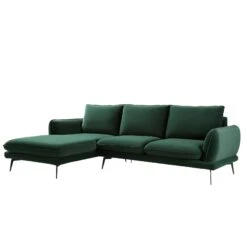 Obriel Forest Green Velvet Sofa, Grande Chaise Sofa Left Hand -Best Furniture Shop GCSF 2400 PINE VEL LEFT WB2