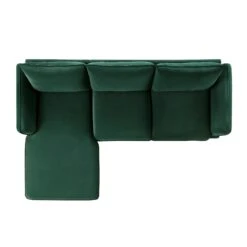 Obriel Forest Green Velvet Sofa, Grande Chaise Sofa Left Hand -Best Furniture Shop GCSF 2400 PINE VEL LEFT WB3