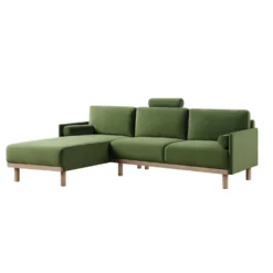 Timber Fern Green Velvet Sofa, Large 3-Seater Chaise Sofa Left Hand 18 Timber Fern Green Velvet Sofa, Large 3-Seater Chaise Sofa Left Hand -Best Furniture Shop GCSF 2402 MOSS VEL LEFT WB1