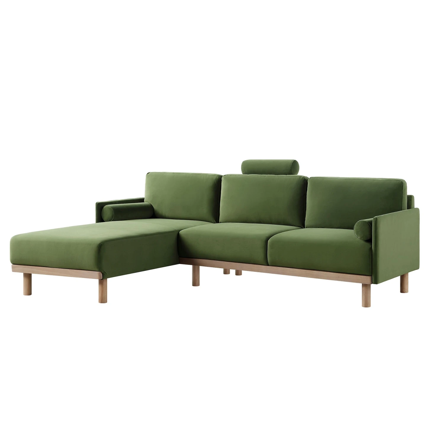 Timber Fern Green Velvet Sofa, Large 3-Seater Chaise Sofa Left Hand 5 Timber Fern Green Velvet Sofa, Large 3-Seater Chaise Sofa Left Hand - Image 5