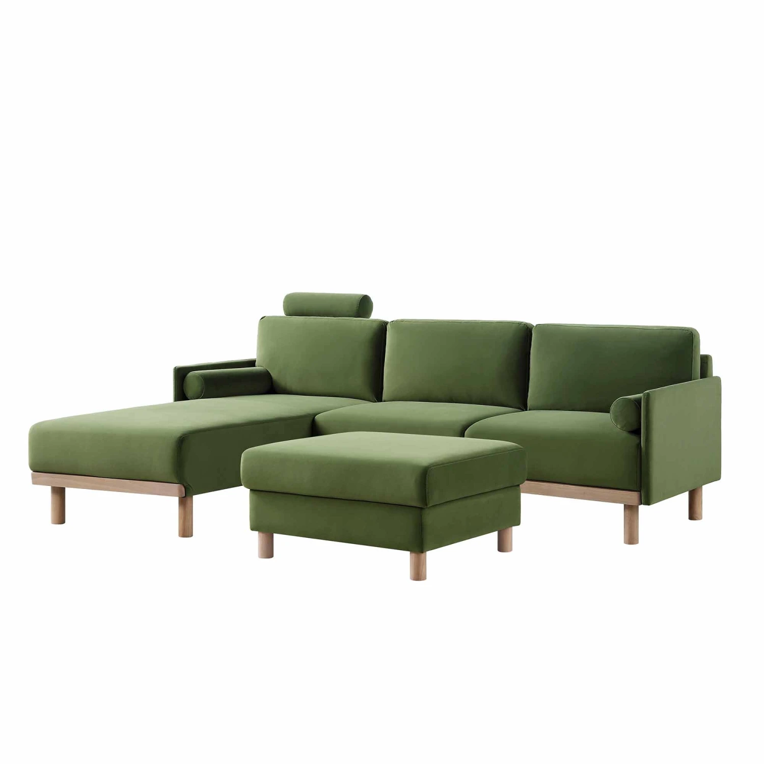 Timber Fern Green Velvet Sofa, Large 3-Seater Chaise Sofa Left Hand 11 Timber Fern Green Velvet Sofa, Large 3-Seater Chaise Sofa Left Hand - Image 11