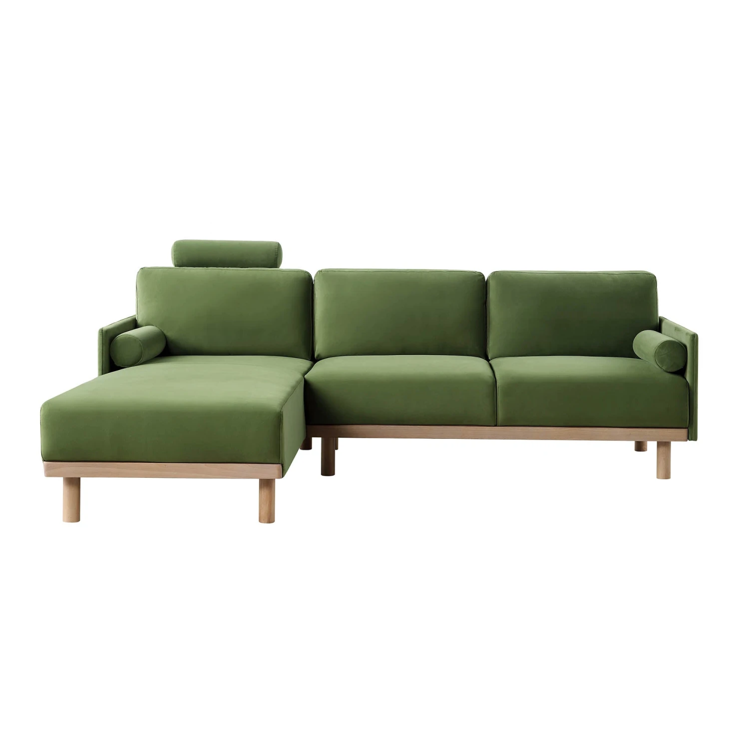 Timber Fern Green Velvet Sofa, Large 3-Seater Chaise Sofa Left Hand 7 Timber Fern Green Velvet Sofa, Large 3-Seater Chaise Sofa Left Hand - Image 7