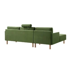 Timber Fern Green Velvet Sofa, Large 3-Seater Chaise Sofa Left Hand 23 Timber Fern Green Velvet Sofa, Large 3-Seater Chaise Sofa Left Hand -Best Furniture Shop GCSF 2402 MOSS VEL LEFT WB6