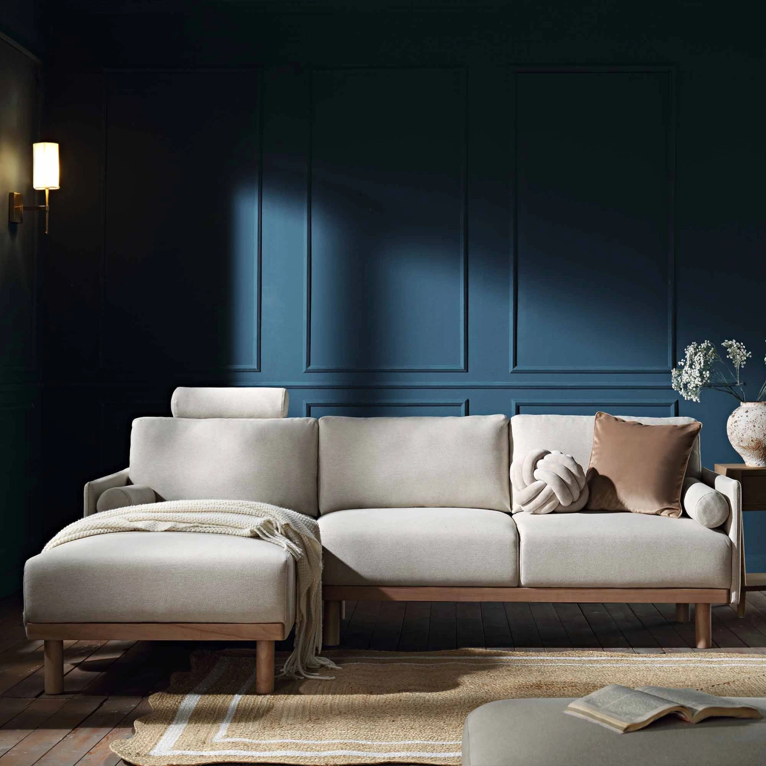 Timber Oatmeal Fabric Sofa, Large 3-Seater Chaise Sofa Left Hand 2 Timber Oatmeal Fabric Sofa, Large 3-Seater Chaise Sofa Left Hand - Image 2