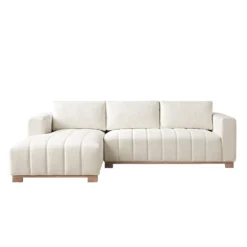 Belsize Beige Boucle Sofa With Wooden Base, Large Chaise Left Hand -Best Furniture Shop GCSF 2404 BEIGE BOU LEFT WB1